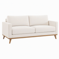 Canapé 2 places 170 cm en tissu crème avec pieds en bois style contemporain