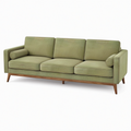 Canapé 3 places 220 cm en tissu vert avec pieds en bois style moderne