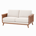 Canapé 2 places 150 x 80 x 80 cm en bois et tissu beige style scandinave