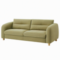 Canapé 2 places 180 x 90 x 85 cm en tissu vert kaki avec pieds en bois style contemporain