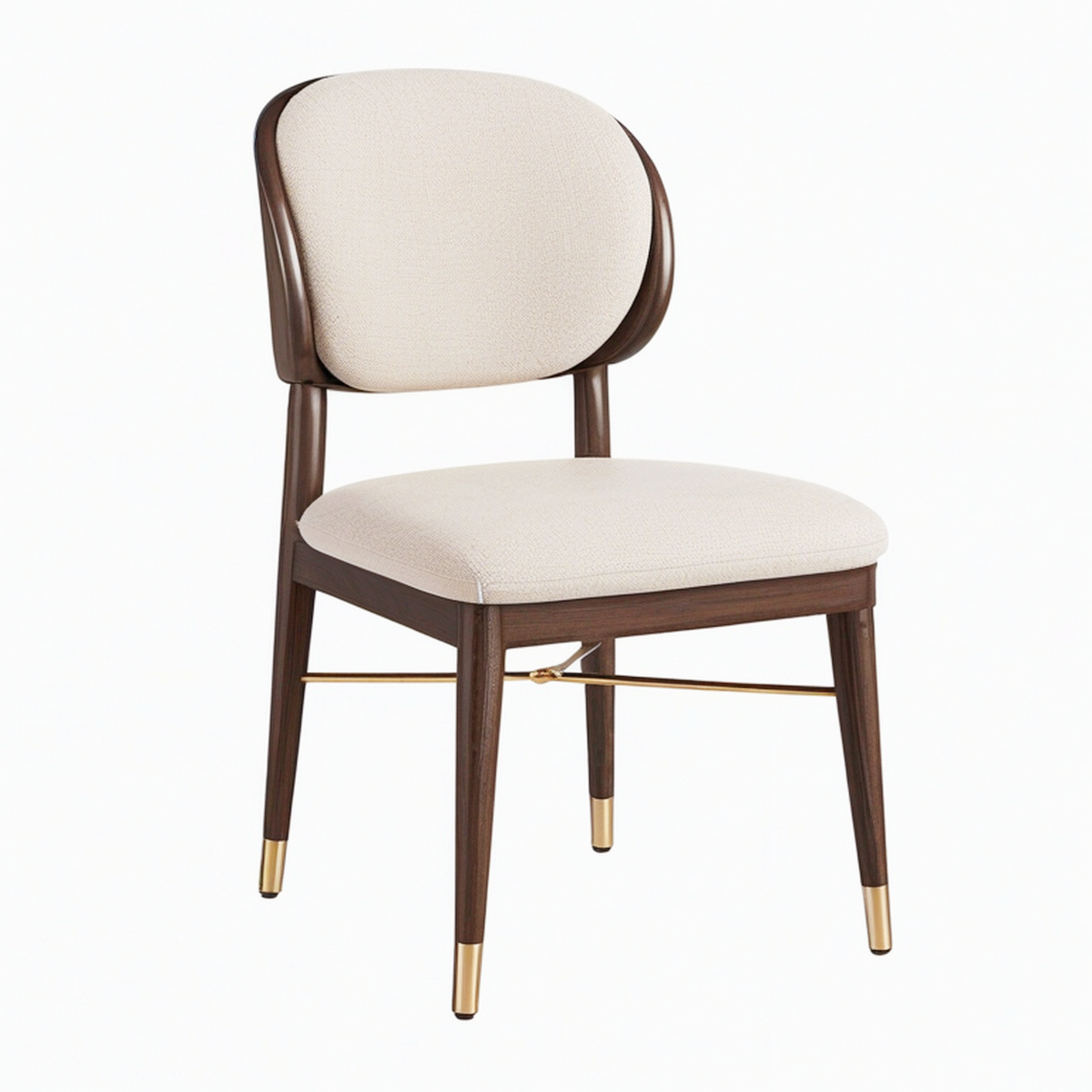 Chaise de salle à manger 55 x 58 x 82 cm bois brun tissu beige style contemporain