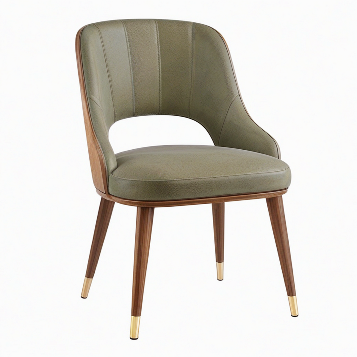 Fauteuil de salle à manger 58 x 60 x 82 cm aspect cuir vert olive bois style rétro