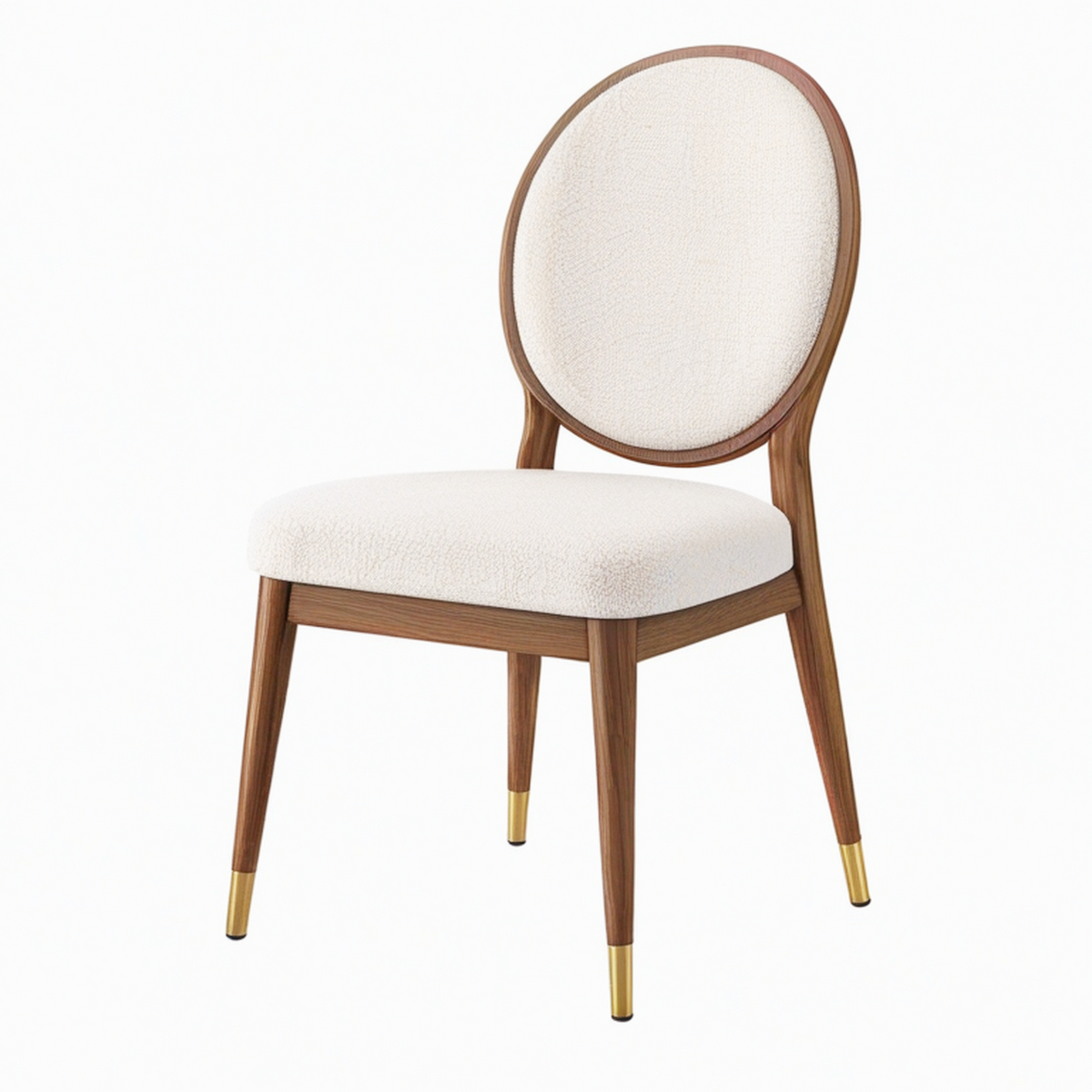 Chaise 55 x 60 x 95 cm en bois et tissu bouclette blanc cassé style contemporain