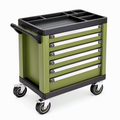Chariot d'atelier 77 x 46 x 97 cm en acier vert avec 7 tiroirs et roulettes