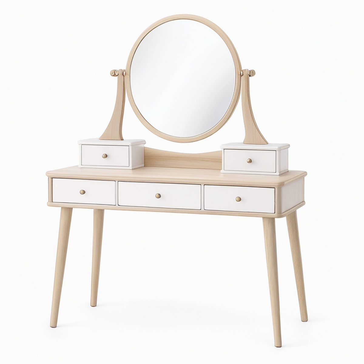 Coiffeuse avec miroir 120 x 45 x 145 cm bois blanc style scandinave