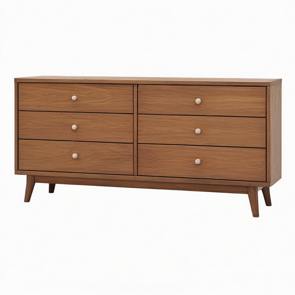 Commode 160 x 45 x 80 cm en bois brun à 6 tiroirs style rétro