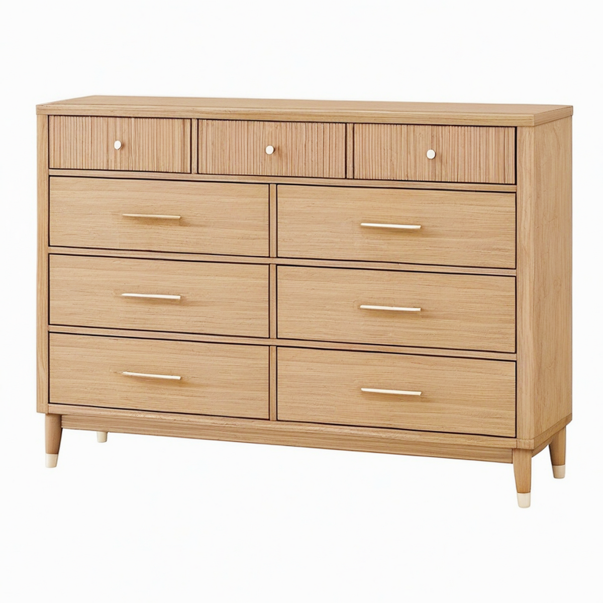Commode 160 x 45 x 90 cm en panneaux effet bois marron style contemporain à 9 tiroirs